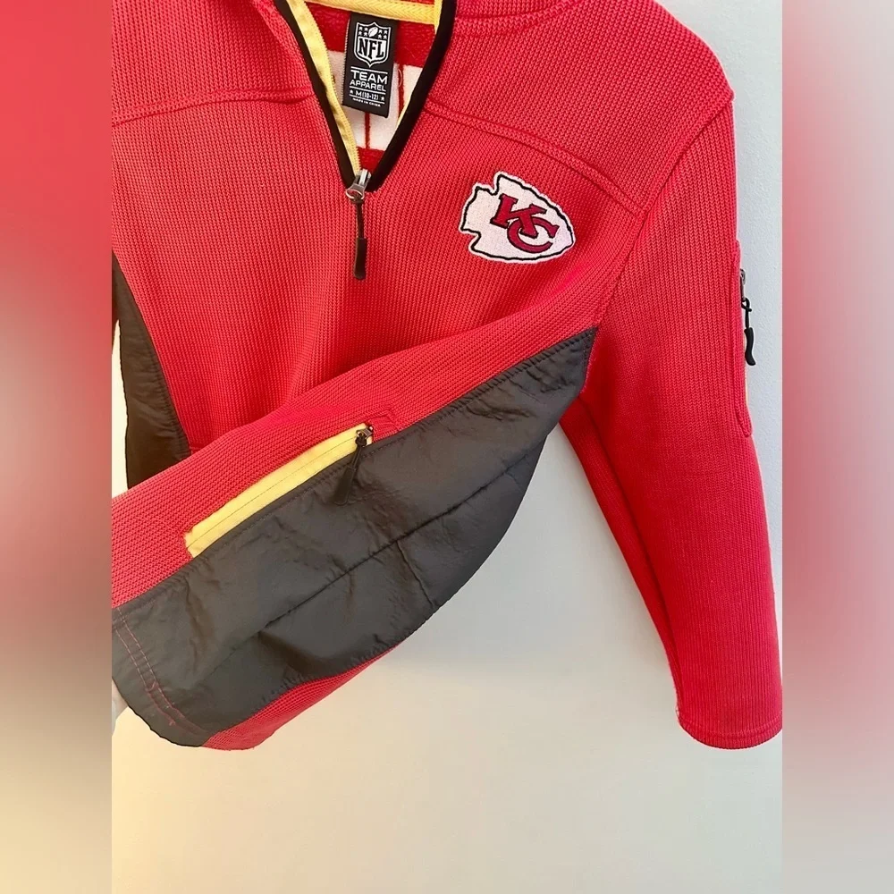 Kansas City Chiefs Hooded Thermal Jacket 3/4 Zipper size medium (10-12) youth